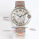 Replica TW Factory Cartier Ballon Bleu Watch Silver Textured Dial Two tone Rose Gold 